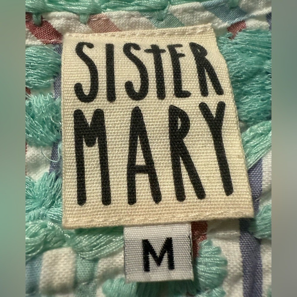 Sister Mary Madeline Indi Cotton Stripe Seersucker Embroidered House Dress M‎